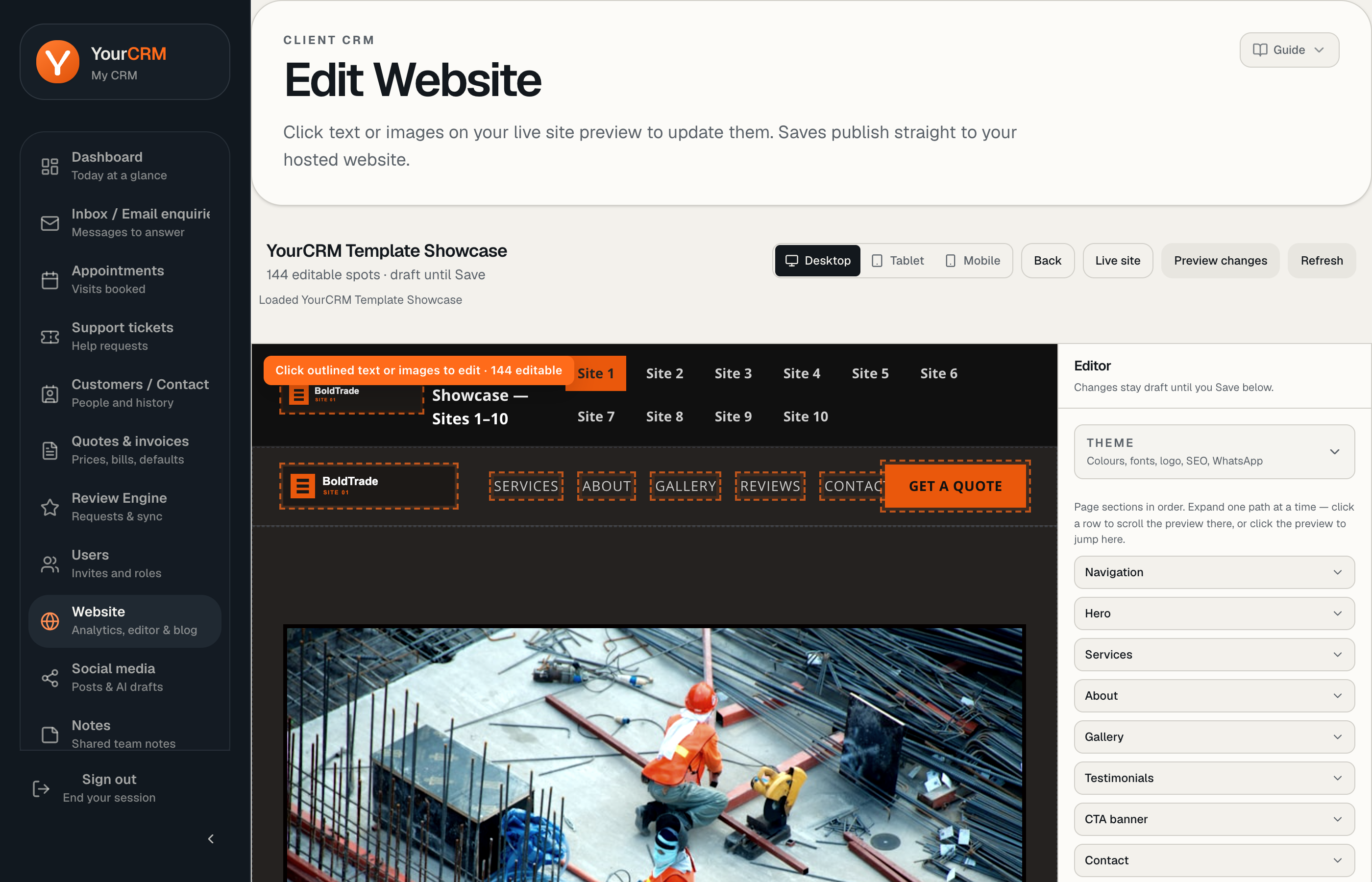 Visual website editor